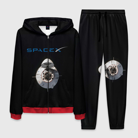 Мужской костюм 3D с принтом SpaceX Dragon 2 в Курске, 100% полиэстер | Манжеты и пояс оформлены тканевой резинкой, двухслойный капюшон со шнурком для регулировки, карманы спереди | rocket | ship | space | spaceship | spacex | икс | корабль | космический | космос | ракета | спейс