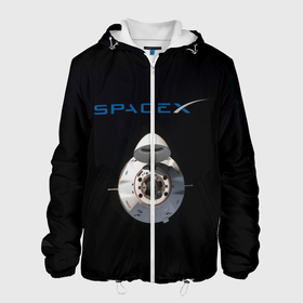 Мужская куртка 3D с принтом SpaceX Dragon 2 в Курске, ткань верха — 100% полиэстер, подклад — флис | прямой крой, подол и капюшон оформлены резинкой с фиксаторами, два кармана без застежек по бокам, один большой потайной карман на груди. Карман на груди застегивается на липучку | rocket | ship | space | spaceship | spacex | икс | корабль | космический | космос | ракета | спейс