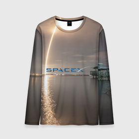 Мужской лонгслив 3D с принтом SpaceX Dragon 2 в Санкт-Петербурге, 100% полиэстер | длинные рукава, круглый вырез горловины, полуприлегающий силуэт | Тематика изображения на принте: crew | dragon | falcon 9 | rocket | ship | space | spaceship | spacex | икс | корабль | космический | космос | ракета | спейс