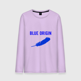 Мужской лонгслив хлопок с принтом Blue Origin logo перо в Екатеринбурге, 100% хлопок |  | blue origin | logo | блю ориджин | логотип | перо