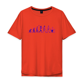 Мужская футболка хлопок Oversize с принтом Эволюция Програмиста  в Петрозаводске, 100% хлопок | свободный крой, круглый ворот, “спинка” длиннее передней части | Тематика изображения на принте: настроение | неон. | обезьяна | подарок програмисту | позитив | смешно