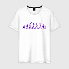 Мужская футболка хлопок с принтом Эволюция Програмиста  в Курске, 100% хлопок | прямой крой, круглый вырез горловины, длина до линии бедер, слегка спущенное плечо. | настроение | неон. | обезьяна | подарок програмисту | позитив | смешно