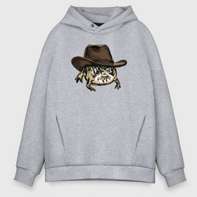 Мужское худи Oversize хлопок с принтом Дождевая лягушка в шляпе в Екатеринбурге, френч-терри — 70% хлопок, 30% полиэстер. Мягкий теплый начес внутри —100% хлопок | боковые карманы, эластичные манжеты и нижняя кромка, капюшон на магнитной кнопке | cowboy | cowboy hat | desert rain frog | howdy meme | meme | дождевая лягушка | иллюстрация | ковбой | ковбойская шляпа | лягуха | мемы | настроение | недовольное лицо | прикольные картинки | рисунок | сердитая лягушка