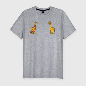 Мужская футболка хлопок Slim с принтом жираф , 92% хлопок, 8% лайкра | приталенный силуэт, круглый вырез ворота, длина до линии бедра, короткий рукав | giraffe | высота | животное | жираф | зверь | зоопарк
