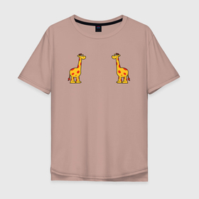 Мужская футболка хлопок Oversize с принтом жираф в Курске, 100% хлопок | свободный крой, круглый ворот, “спинка” длиннее передней части | giraffe | высота | животное | жираф | зверь | зоопарк