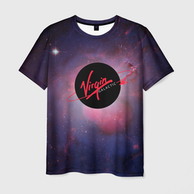 Мужская футболка 3D с принтом Virgin Galactic космос в Новосибирске, 100% полиэфир | прямой крой, круглый вырез горловины, длина до линии бедер | вирджин галактик | космос | лого