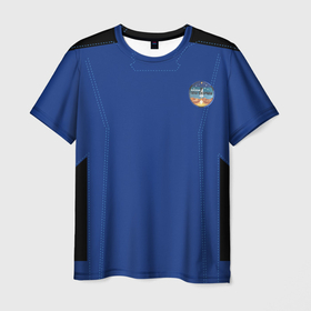 Мужская футболка 3D с принтом Blue origin. Костюм астронавта , 100% полиэфир | прямой крой, круглый вырез горловины, длина до линии бедер | Тематика изображения на принте: blue origin | астронавты | безос джеф | скафандр | суборбитальные полеты
