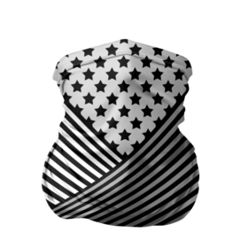 Бандана-труба 3D с принтом Полосатый комбинированный узор в Новосибирске, 100% полиэстер, ткань с особыми свойствами — Activecool | плотность 150‒180 г/м2; хорошо тянется, но сохраняет форму | звезды | комбинированный | молодежный | монохромный | полосатый | серый и черный | современный | черно белый