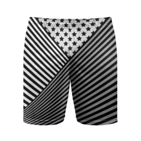 Мужские шорты спортивные с принтом Полосатый комбинированный узор в Белгороде,  |  | звезды | комбинированный | молодежный | монохромный | полосатый | серый и черный | современный | черно белый