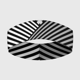 Повязка на голову 3D с принтом Полосатый комбинированный узор в Новосибирске,  |  | звезды | комбинированный | молодежный | монохромный | полосатый | серый и черный | современный | черно белый