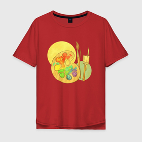 Мужская футболка хлопок Oversize с принтом Краски в Тюмени, 100% хлопок | свободный крой, круглый ворот, “спинка” длиннее передней части | Тематика изображения на принте: иллюстрация | краски | палитра | творчество | художник
