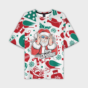 Мужская футболка OVERSIZE 3D с принтом Merry Christmas3D в Екатеринбурге,  |  | c yjdsv ujljv | merry christmas | в подарок | в топе | в тренде | дет мороз | новогодняя | праздник | прикол | рождество | с новым годом | с рождеством | санта клаус | топ принтов