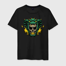 Мужская футболка хлопок с принтом Змеуст в Белгороде, 100% хлопок | прямой крой, круглый вырез горловины, длина до линии бедер, слегка спущенное плечо. | skulls | гадюка | дым | змея | иллюстрация | кобра