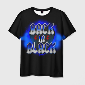Мужская футболка 3D с принтом BACK in BLACK AC/DC в Екатеринбурге, 100% полиэфир | прямой крой, круглый вырез горловины, длина до линии бедер | ac dc | acdc | acdc ас дс | angus | back in black | highway to hell | mckinnon | you | австралийская | ангус янг | ас дс | асдс | блюз | в форме | гитара | группа | крис слэйд | метал | молния | музыка | певец | рок | рок н ролл | стиви янг