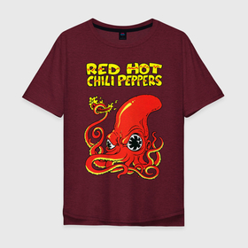 Мужская футболка хлопок Oversize с принтом RED HOT CHILI PEPPERS в Екатеринбурге, 100% хлопок | свободный крой, круглый ворот, “спинка” длиннее передней части | band | blues | california | chili | flea | grunge | hot | metal | music | peppers | red | rock | usa | америка | горячий | группа | кальмар | красный | музыка | перец | песни | рок | сша | чили