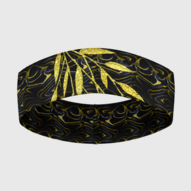 Повязка на голову 3D с принтом Золотые листья в Тюмени,  |  | ветвь | ветка | веточка | вечерний | золотистый | золото | золотой | золотые | лист | листва | листочки | листья | паттерн | праздничный | темный | узор