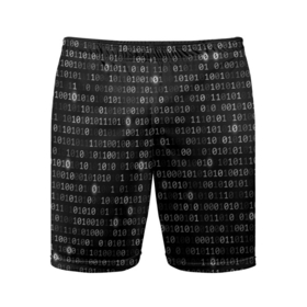 Мужские шорты спортивные с принтом Бинарный код в Кировске,  |  | matrix | бинарный код | единица | единицы | матрица | нули | нули и единицы | нуль