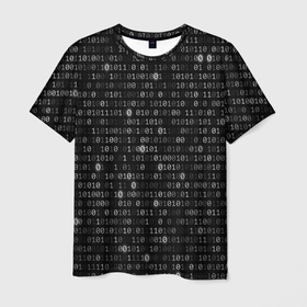 Мужская футболка 3D с принтом Бинарный код в Новосибирске, 100% полиэфир | прямой крой, круглый вырез горловины, длина до линии бедер | Тематика изображения на принте: matrix | бинарный код | единица | единицы | матрица | нули | нули и единицы | нуль