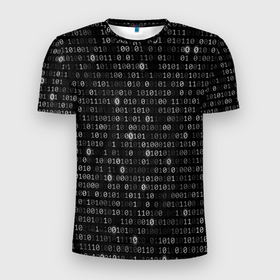 Мужская футболка 3D спортивная с принтом Бинарный код в Санкт-Петербурге, 100% полиэстер с улучшенными характеристиками | приталенный силуэт, круглая горловина, широкие плечи, сужается к линии бедра | matrix | бинарный код | единица | единицы | матрица | нули | нули и единицы | нуль