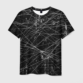 Мужская футболка 3D с принтом ТЕКСТУРА ГРАНЖ | GRUNGE  в Екатеринбурге, 100% полиэфир | прямой крой, круглый вырез горловины, длина до линии бедер | grunge | texture | гранж | краска | линии | потертости | старина | текстура