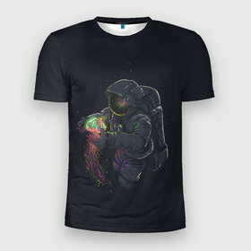 Мужская футболка 3D спортивная с принтом Космическая медуза , 100% полиэстер с улучшенными характеристиками | приталенный силуэт, круглая горловина, широкие плечи, сужается к линии бедра | space | галактика | иллюстрация | космонавт | медуза