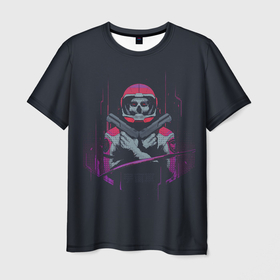 Мужская футболка 3D с принтом Космический убийца в Кировске, 100% полиэфир | прямой крой, круглый вырез горловины, длина до линии бедер | арт | галактика | иллюстрация | космос | пистолет | череп