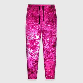 Мужские брюки 3D с принтом Розовые Пузырьки в Новосибирске, 100% полиэстер | манжеты по низу, эластичный пояс регулируется шнурком, по бокам два кармана без застежек, внутренняя часть кармана из мелкой сетки | абстрактный розовый | неоновый розовый | розовая вода | розовый мир