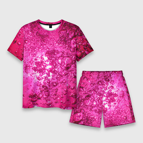 Мужской костюм с шортами 3D с принтом Розовые Пузырьки в Кировске,  |  | Тематика изображения на принте: абстрактный розовый | неоновый розовый | розовая вода | розовый мир