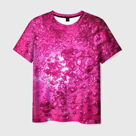Мужская футболка 3D с принтом Розовые Пузырьки в Тюмени, 100% полиэфир | прямой крой, круглый вырез горловины, длина до линии бедер | Тематика изображения на принте: абстрактный розовый | неоновый розовый | розовая вода | розовый мир