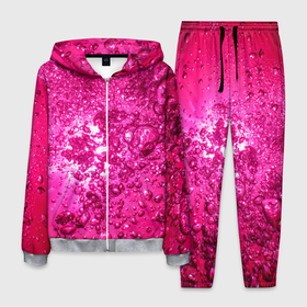 Мужской костюм 3D с принтом Розовые Пузырьки в Кировске, 100% полиэстер | Манжеты и пояс оформлены тканевой резинкой, двухслойный капюшон со шнурком для регулировки, карманы спереди | Тематика изображения на принте: абстрактный розовый | неоновый розовый | розовая вода | розовый мир