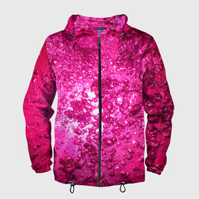 Мужская ветровка 3D с принтом Розовые Пузырьки в Петрозаводске, 100% полиэстер | подол и капюшон оформлены резинкой с фиксаторами, два кармана без застежек по бокам, один потайной карман на груди | абстрактный розовый | неоновый розовый | розовая вода | розовый мир