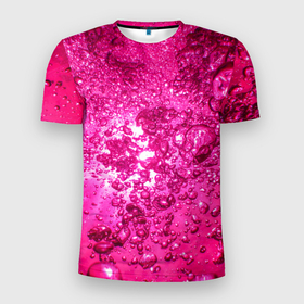 Мужская футболка 3D спортивная с принтом Розовые Пузырьки в Тюмени, 100% полиэстер с улучшенными характеристиками | приталенный силуэт, круглая горловина, широкие плечи, сужается к линии бедра | Тематика изображения на принте: абстрактный розовый | неоновый розовый | розовая вода | розовый мир