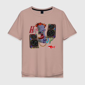 Мужская футболка хлопок Oversize с принтом Hip Hop в Кировске, 100% хлопок | свободный крой, круглый ворот, “спинка” длиннее передней части | hip hop | music | red shark | зомби | красная акула | музыка | музыкальный стиль | хип хоп