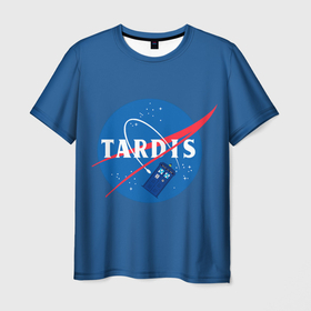 Мужская футболка 3D с принтом Тардис в космосе в Екатеринбурге, 100% полиэфир | прямой крой, круглый вырез горловины, длина до линии бедер | doctor who | serial | доктор кто | путешествия во времени | сериал | сериалы | фантастика