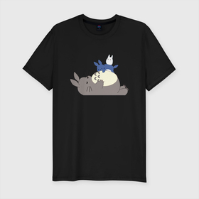 Мужская футболка хлопок Slim с принтом Sleepy Totoro в Кировске, 92% хлопок, 8% лайкра | приталенный силуэт, круглый вырез ворота, длина до линии бедра, короткий рукав | ghibli | japan | nature | neigbor | neighbour | totoro | анимация | аниме | гибли | друг | животные | лес | милый | мир | миядзаки | мой сосед тоторо | мульт | мультфильм | природа | сосед | тоторо | хаяо | хранитель | япония
