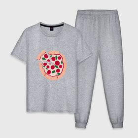 Мужская пижама хлопок с принтом пицца и ломтик , 100% хлопок | брюки и футболка прямого кроя, без карманов, на брюках мягкая резинка на поясе и по низу штанин
 | быстро | вкусно | еда | италия | кухня | пицца | тесто