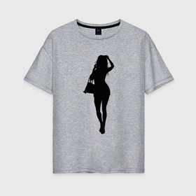 Женская футболка хлопок Oversize с принтом Kardashian в Тюмени, 100% хлопок | свободный крой, круглый ворот, спущенный рукав, длина до линии бедер
 | kardashian | kim | kimberly | noel | west | актриса | девушка | звезда | кардашьян | ким | кимберли | модель | силуэт | фотомодель | черное