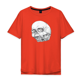 Мужская футболка хлопок Oversize с принтом Череп Анатомия Головы в Кировске, 100% хлопок | свободный крой, круглый ворот, “спинка” длиннее передней части | skull | skull art | анатомия | анатомия головы | реалистичный череп | реальный череп | рисунок черепа | рок череп | череп | череп арт