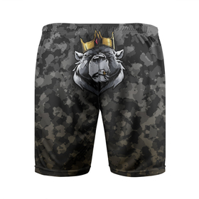 Мужские шорты спортивные с принтом King B в Белгороде,  |  | bear | brutal | camouflage | king | брутал | камуфляж | король | медведь
