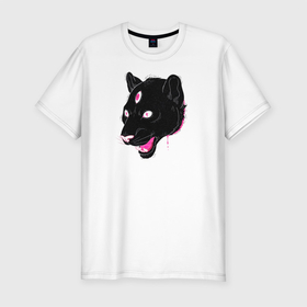 Мужская футболка хлопок Slim с принтом Магическая Пантера в Петрозаводске, 92% хлопок, 8% лайкра | приталенный силуэт, круглый вырез ворота, длина до линии бедра, короткий рукав | большая кошка | пантера | пантера арт | черная пантера