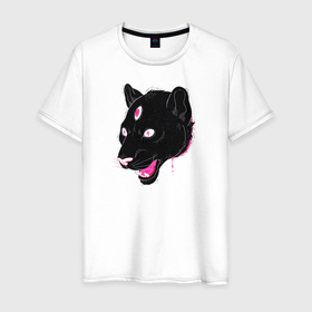 Мужская футболка хлопок с принтом Магическая Пантера в Тюмени, 100% хлопок | прямой крой, круглый вырез горловины, длина до линии бедер, слегка спущенное плечо. | большая кошка | пантера | пантера арт | черная пантера