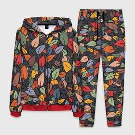 Мужской костюм 3D с принтом Рисованная Осень , 100% полиэстер | Манжеты и пояс оформлены тканевой резинкой, двухслойный капюшон со шнурком для регулировки, карманы спереди | дерево | лес | листок | листопад | листья | осень