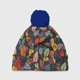 Шапка 3D c помпоном с принтом Рисованная Осень в Тюмени, 100% полиэстер | универсальный размер, печать по всей поверхности изделия | дерево | лес | листок | листопад | листья | осень