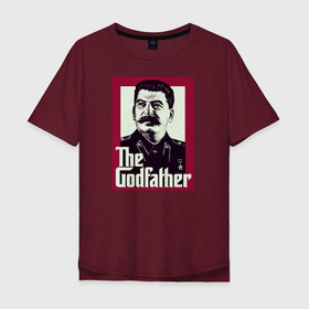 Мужская футболка хлопок Oversize с принтом Сталин в Кировске, 100% хлопок | свободный крой, круглый ворот, “спинка” длиннее передней части | godfather | вождь | коммунизм | крестный отец | социализм | ссср