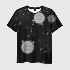 Мужская футболка 3D с принтом Смайл в Петрозаводске, 100% полиэфир | прямой крой, круглый вырез горловины, длина до линии бедер | ангел | звёзды | милота | смайл | смайлик | смайлики | эмодзи