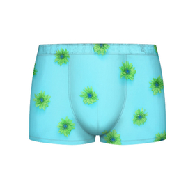 Мужские трусы 3D с принтом Зеленые Цветочки в Тюмени, 50% хлопок, 50% полиэстер | классическая посадка, на поясе мягкая тканевая резинка | зеленые цветочки | маленькие цветочки | цветы