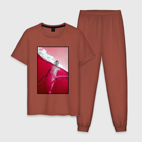Мужская пижама хлопок с принтом Кит в Курске, 100% хлопок | брюки и футболка прямого кроя, без карманов, на брюках мягкая резинка на поясе и по низу штанин
 | кит | морские животные | неоновый мир | под водой | прикольные животные | розовая природа | розовый мир
