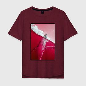 Мужская футболка хлопок Oversize с принтом Кит , 100% хлопок | свободный крой, круглый ворот, “спинка” длиннее передней части | кит | морские животные | неоновый мир | под водой | прикольные животные | розовая природа | розовый мир
