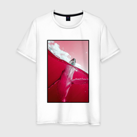 Мужская футболка хлопок с принтом Кит в Курске, 100% хлопок | прямой крой, круглый вырез горловины, длина до линии бедер, слегка спущенное плечо. | кит | морские животные | неоновый мир | под водой | прикольные животные | розовая природа | розовый мир