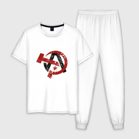 Мужская пижама хлопок с принтом АНАРХИЯ | ANARCHY (Z) в Курске, 100% хлопок | брюки и футболка прямого кроя, без карманов, на брюках мягкая резинка на поясе и по низу штанин
 | anarchy | riot | rock | анархизм | анархистская символика | анархия | безвластие | безначалие | безначальство | бунт | знаки | независимость | неподвластность | панки | рок | символ